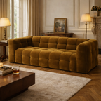 Klassieke 3-zitsbank Golden Curry – Velvet bank in retro modern chic stijl