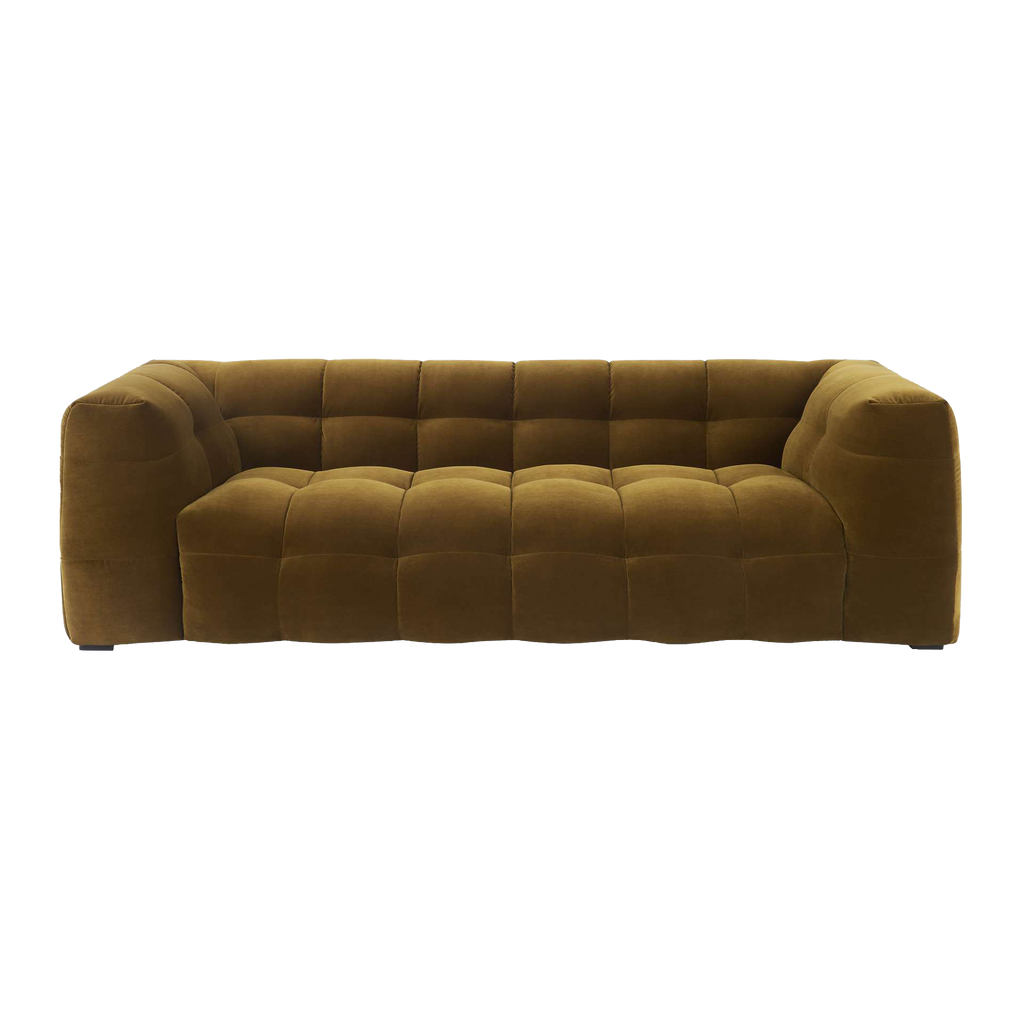 Klassieke 3-zitsbank Golden Curry – Velvet bank in retro modern chic stijl